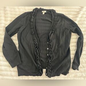 Women’s large charter club cardigan sweater with ruffles down the front
